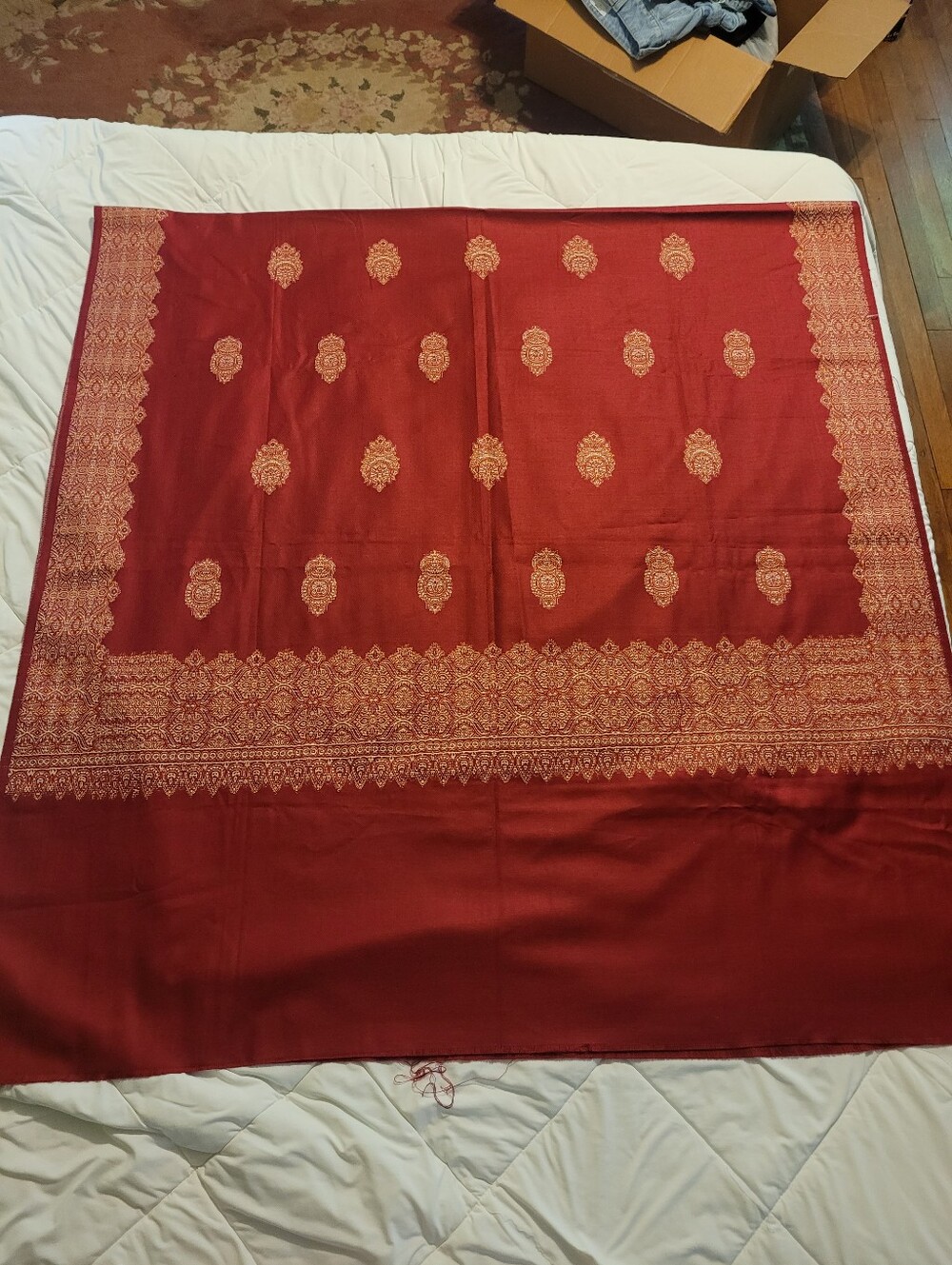 Red Woven Saree with Gold Motifs